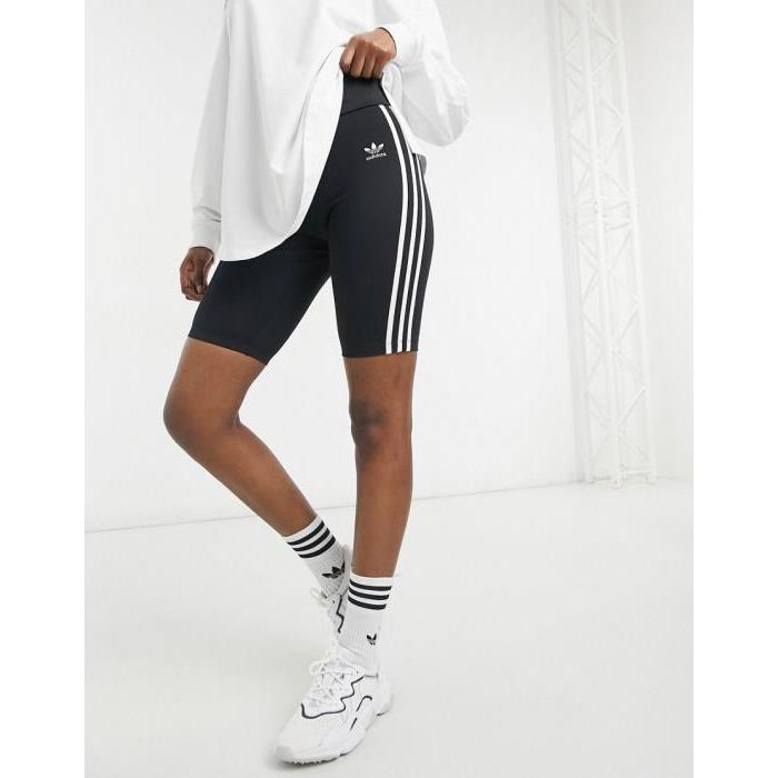 Adidas Originals 아디다스 오리지널 아디컬러 하이 웨이스트 3 스트라이프 로고 legging 쇼츠 in 블랙 BLACK 203571376울랄라 편집샵