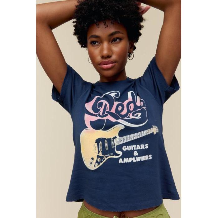 데이드리머 레드 기타 &amp; 앰프 빈티지 티셔츠 여성울랄라 편집샵