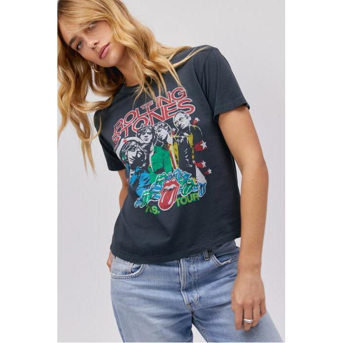 Daydreamer 롤링스톤즈 78 US 투어 링거 티셔츠 빈티지 블랙 여성울랄라 편집샵