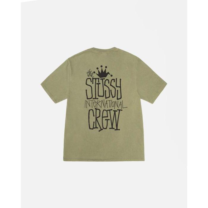 [빠른미국배송] 스투시 Stussy 크라운 인터내셔널 티셔츠 피그먼트 다이드 올리브울랄라 편집샵
